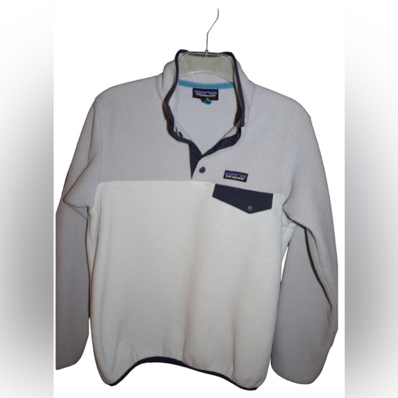 Patagonia Jackets & Blazers - Patagonia Small Women's Synchilla Snap-T Fleece Pullover White, Gray, & Navy